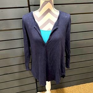 Athleta navy linen top size large